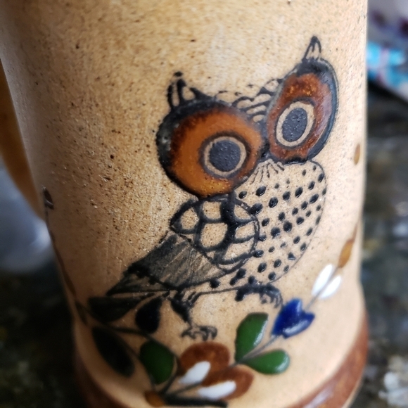 Owl Mug Talavera Mexico Stoneware Stein Pottery Tea Cup 18oz. - Picture 4 of 6